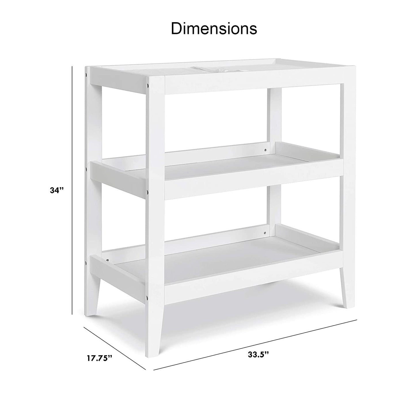 Modern White Baby Changing Table w/ 1-inch Waterproof Changing Pad