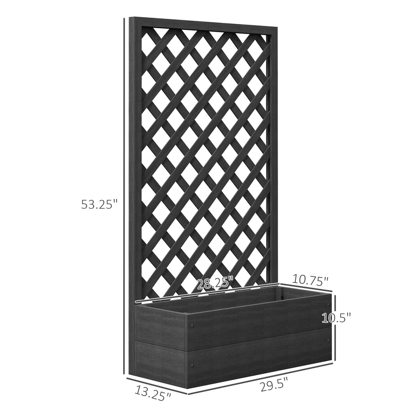 Outdoor Black Wooden Lattice Trellis Raised Garden Bed Planter Box
