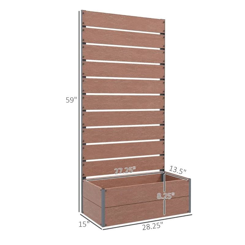 Brown Wood-Plastic Composite Raised Bed with Slatted Fence Trellis