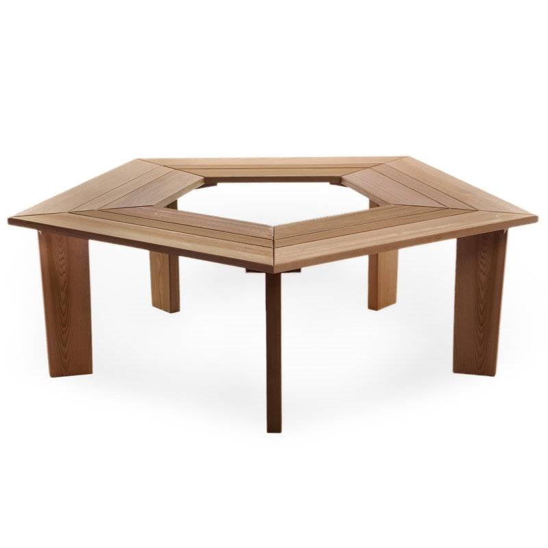 Solid Cedar Wood 5 Sided Pentagon Circle Tree Wrap Garden Bench