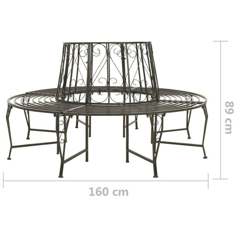 Circular Roundabout Grey Outdoor Garden Steel Tree Bench Wrap