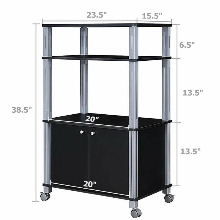 Multifunctional 3 Tier Wheeled Baker’s Rack Cart Black/Metal