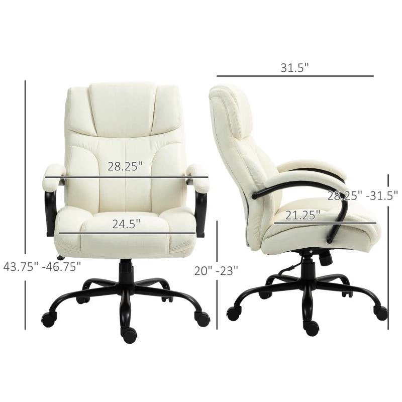Cream Big and Tall Executive Adjustable Height Office Chair