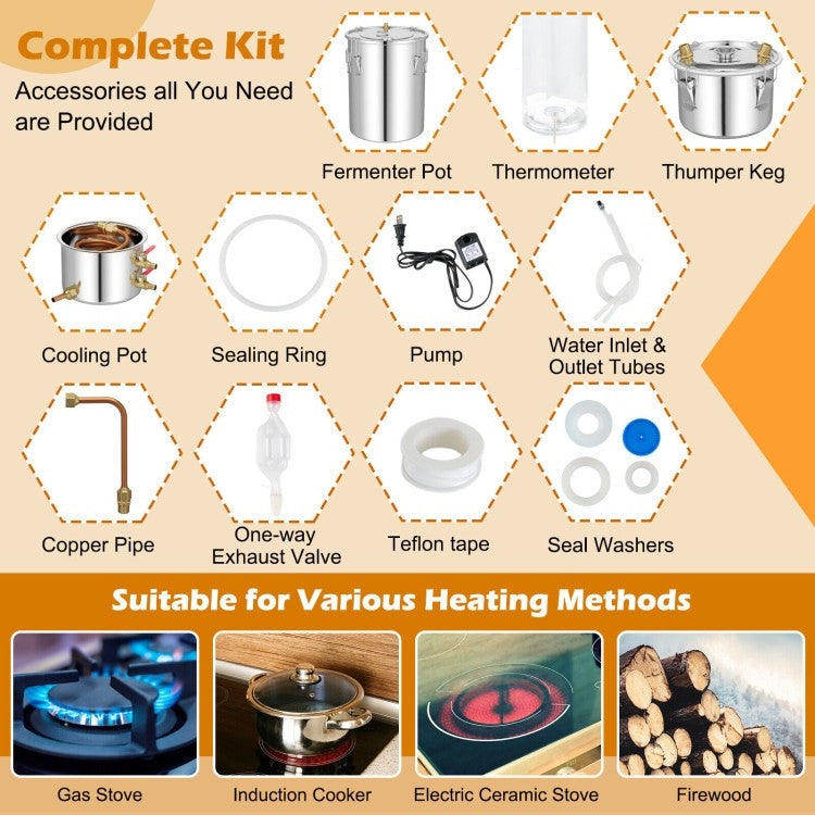 10 gL Stainless Steel Alcohol Still Fermenting / Distilling Kit