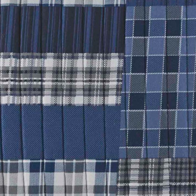 Full/Queen, 3 Piece Blue Patchwork Cotton Reversible Quilt Set
