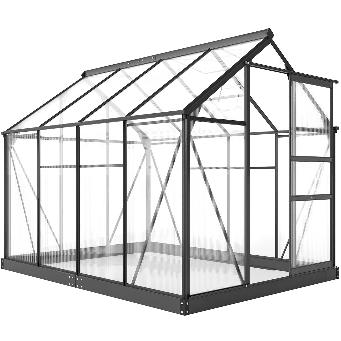 8.3 ft. 6.2 ft. Sturdy Outdoor Polycarbonate Greenhouse with Grey Metal Frame