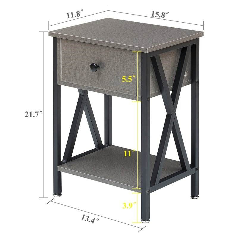 Rustic 1 Drawer Gray Nightstand - Set of 2