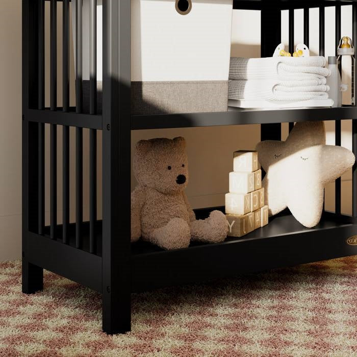 Black Modern Wooden Baby Changing Table with Safety Rail Pad