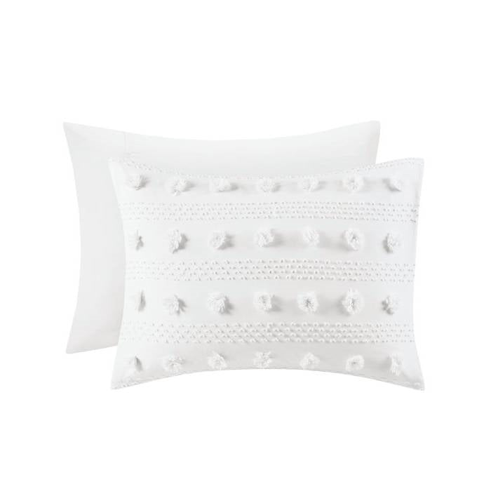 Twin/Twin XL 2 Piece Jacquard Pompom Microfiber Hypoallergenic Comforter Set, White