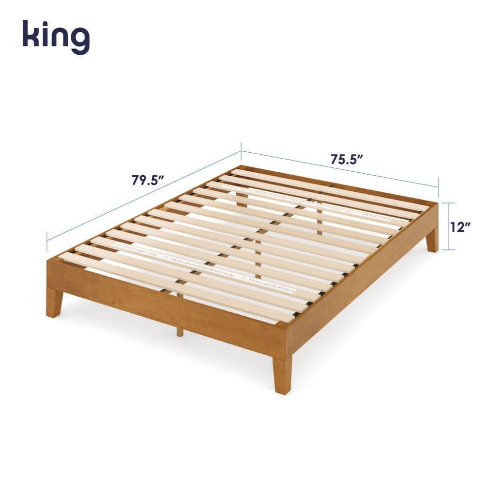 King size Modern Platform Bed Frame in Rustic Pine Finish