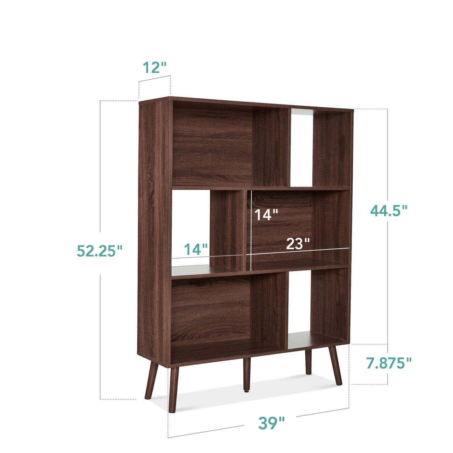 Mid Century Walnut Wood Grain Finished Bookcase Storage Center