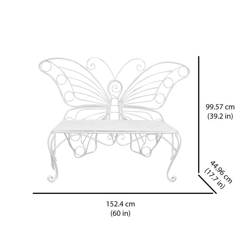 Modern Metamorphosis Metal Butterfly Garden Bench White