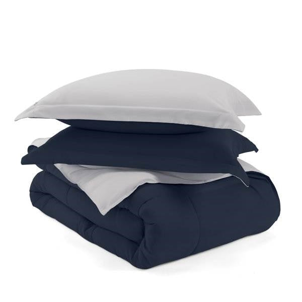 Twin/Twin XL 2-Piece Microfiber Reversible Comforter Set Navy/Grey