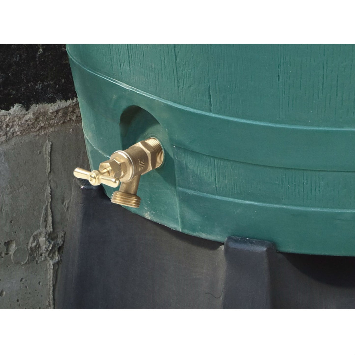 50-Gallon Oak Wood Style Rain Barrel in Green Plastic