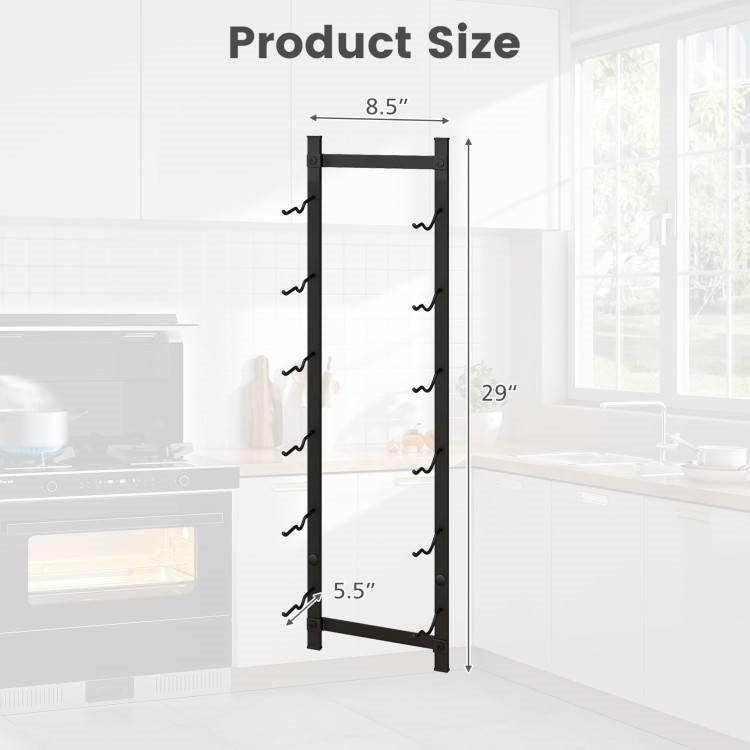 Simple 6 Bottle Black Wall Mounted Wine Rack