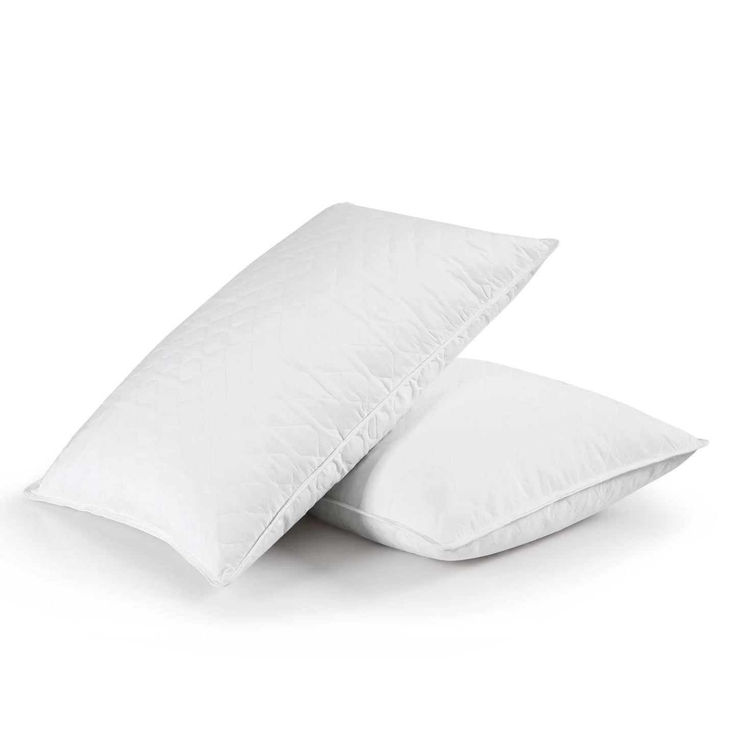 Set of 2 King size Gusseted Goose Down Feather Pillow in Organic Cotton Fabric