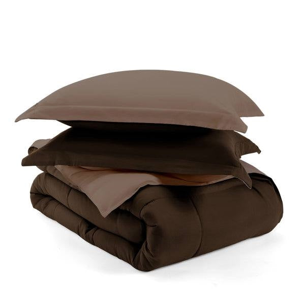 Twin/Twin XL 2-Piece Microfiber Reversible Comforter Set Light / Dark Brown