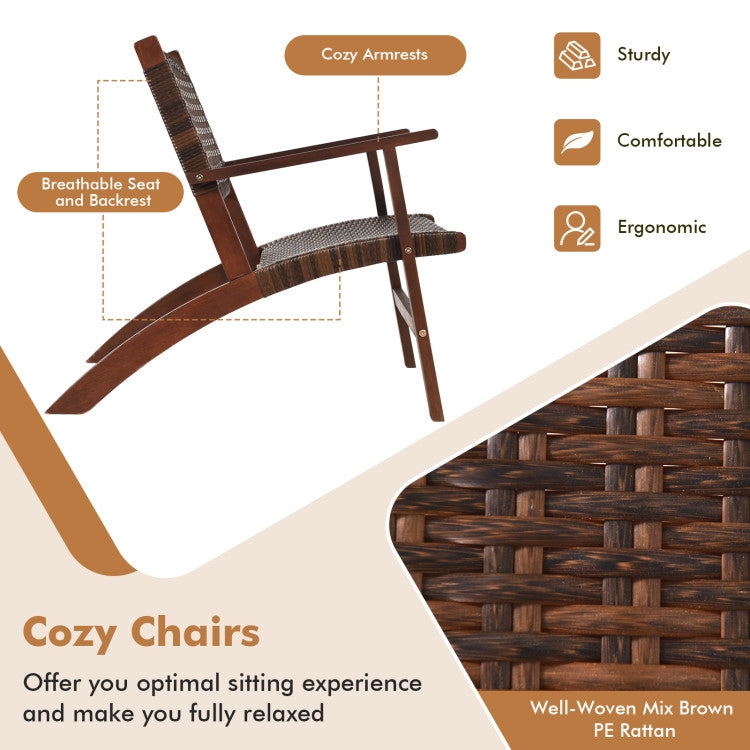 3 Piece Wooden Rattan Bistro Set