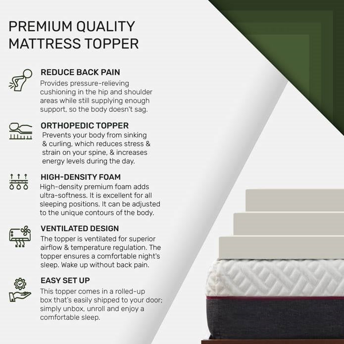 King Size 2 Inch Plush Orthopedic Support Foam Mattress Topper - Medium Firm