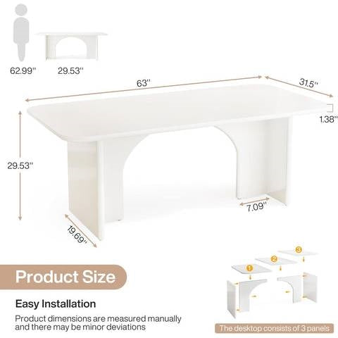 Modern White Extra Large Executive Desk with Arch Design Legs