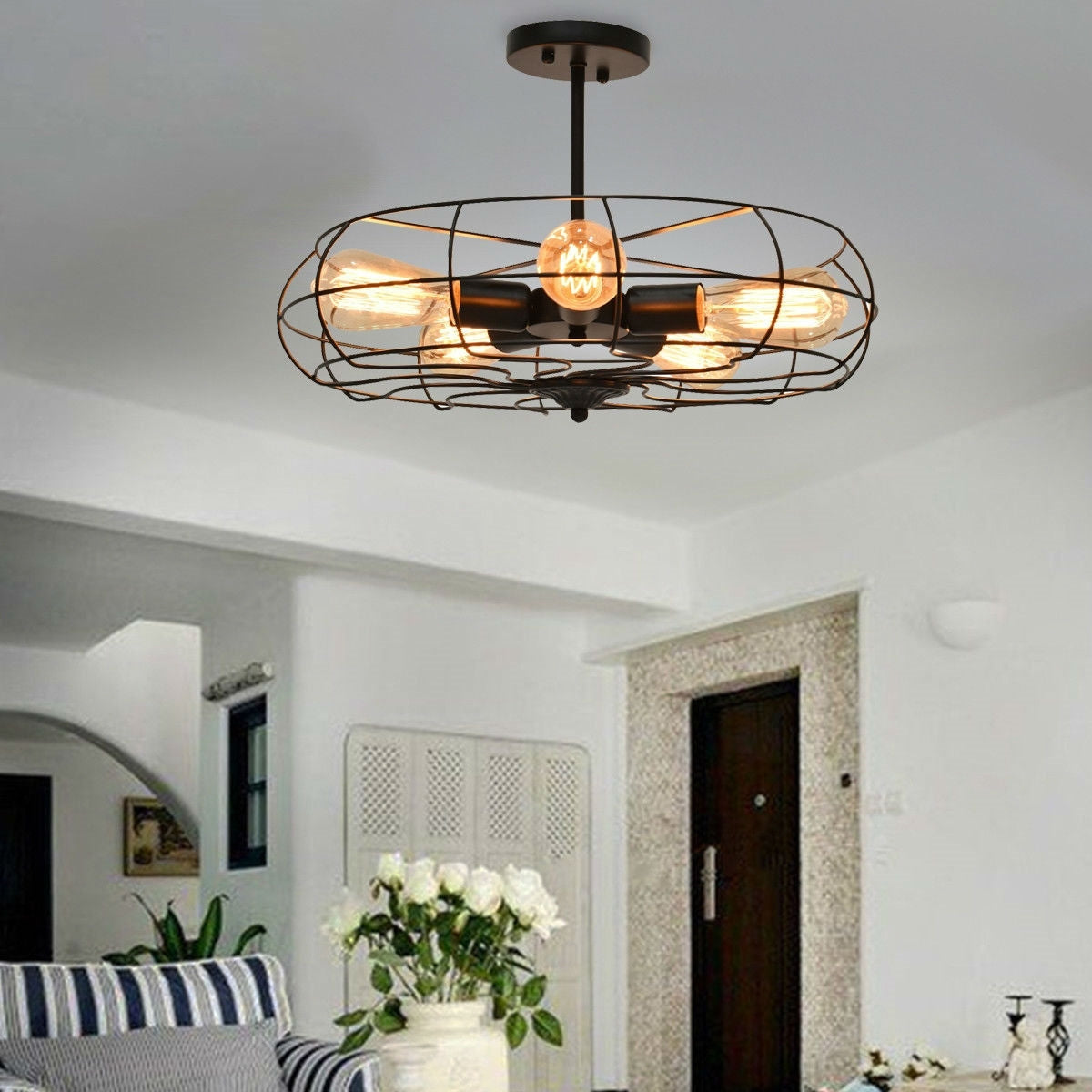 5 Light Farmhouse Retro Metal Hanging Ceiling Light