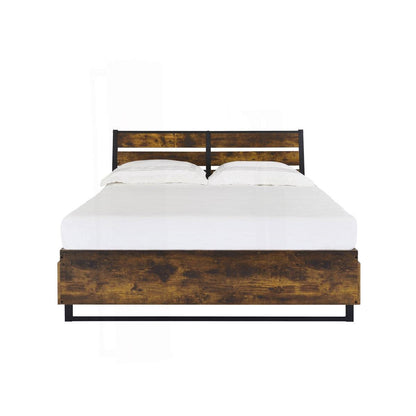 King Size Industrial Slatted Headboard Platform Bed 6 Storage Drawers