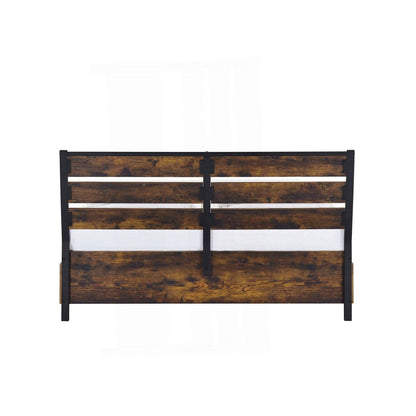 King Size Industrial Slatted Headboard Platform Bed 6 Storage Drawers