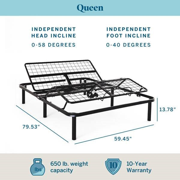 Adjustable Full Electric Steel Bed Base with Remote in Queen Size