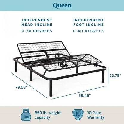 Adjustable Full Electric Steel Bed Base with Remote in Queen Size