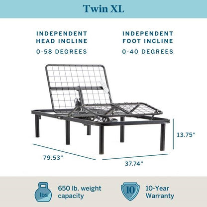 Adjustable Full Electric Steel Bed Base with Remote in Twin XL