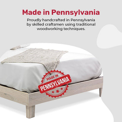 Full Size Made In USA Handmade Amish Heavy Duty Platform Bed Frame Off White