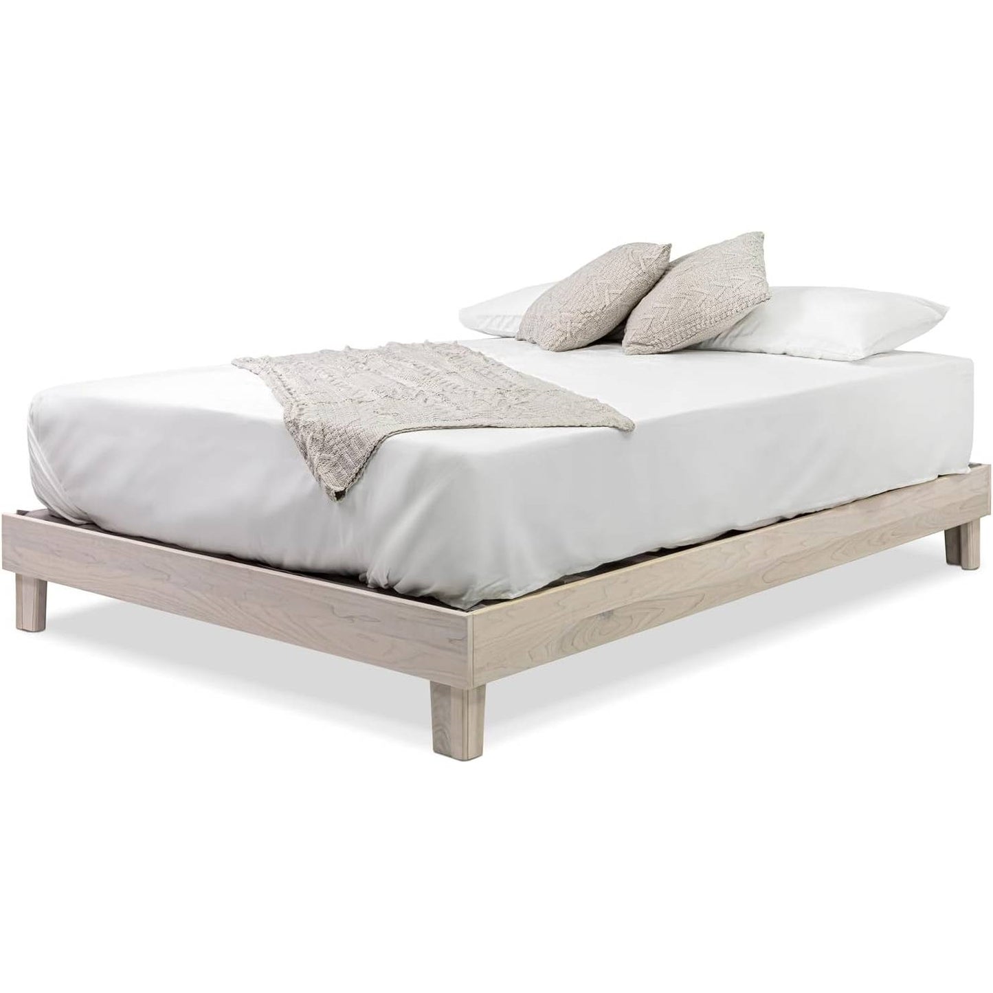 Queen Size Made In USA Handmade Amish Heavy Duty Platform Bed Frame Off White