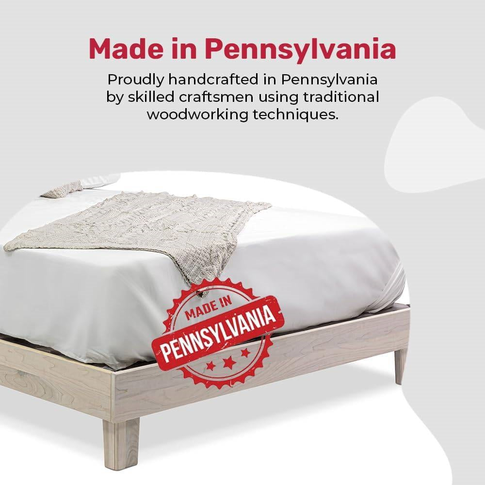Twin Size Made In USA Handmade Amish Heavy Duty Platform Bed Frame Off White
