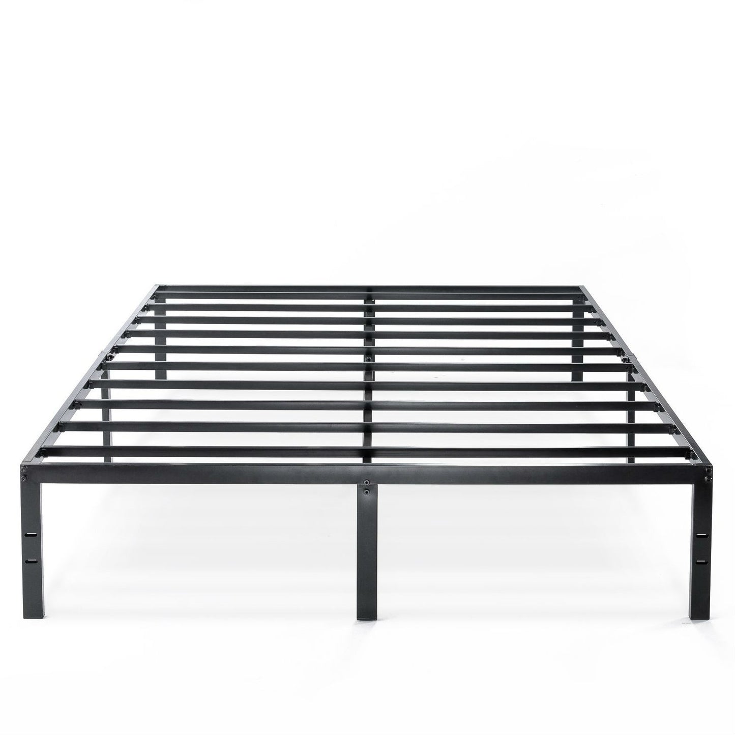 Queen size Sturdy Black Metal Platform Bed Frame with Headboard Attachment Slots