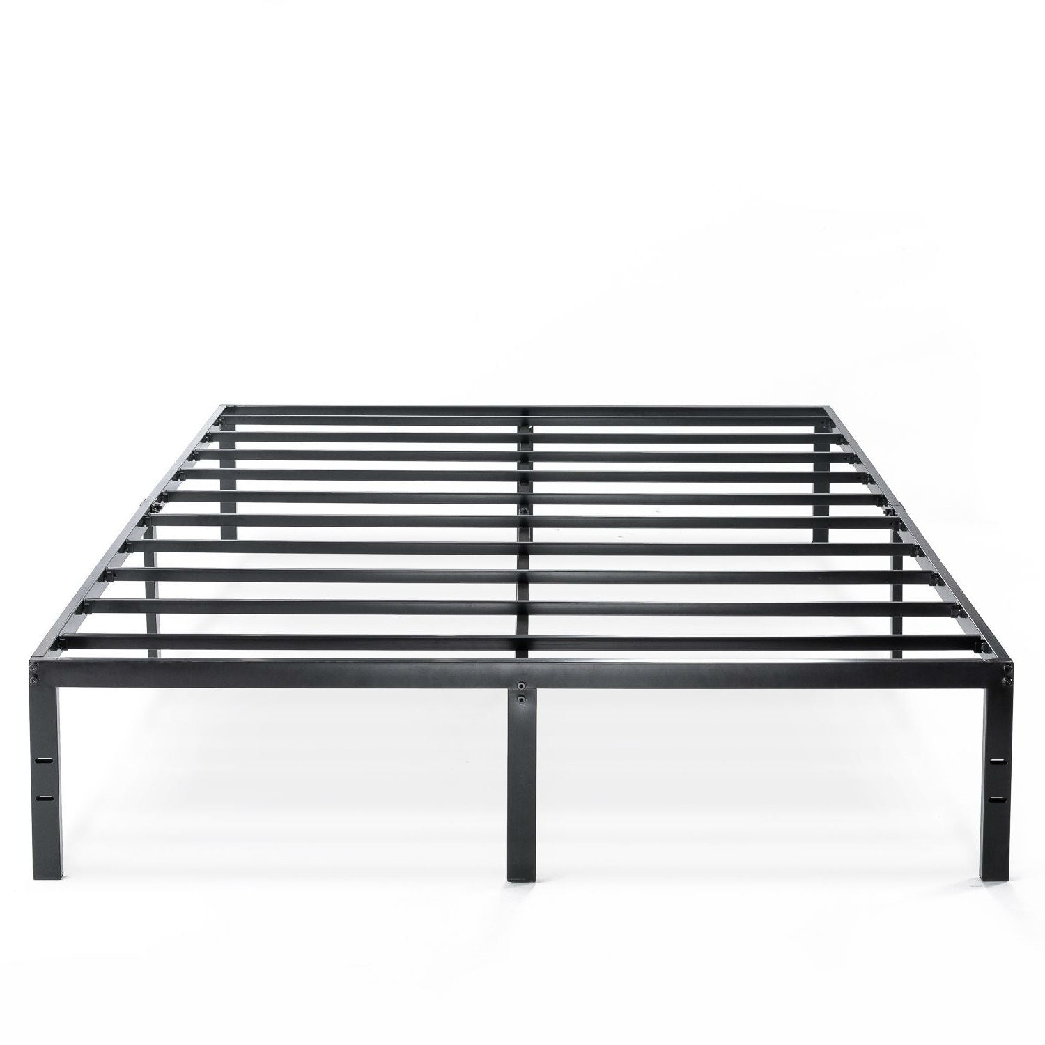 Queen size Sturdy Black Metal Platform Bed Frame with Headboard Attachment Slots