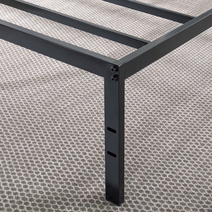 Queen size Sturdy Black Metal Platform Bed Frame with Headboard Attachment Slots