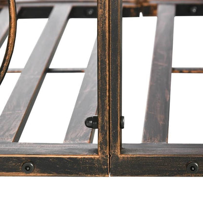Outdoor Vintage Bronze Arch 6-ft Garden Bridge with Side-Rails