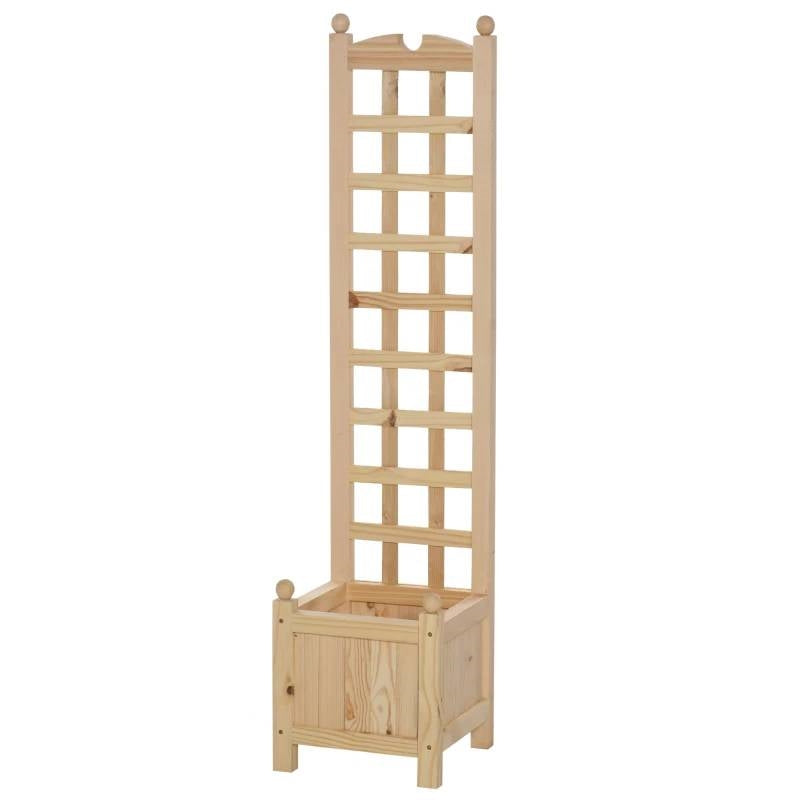 Solid Fir Wooden Raised Garden Bed Planter Box with Trellis