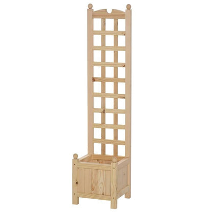 Solid Fir Wooden Raised Garden Bed Planter Box with Trellis