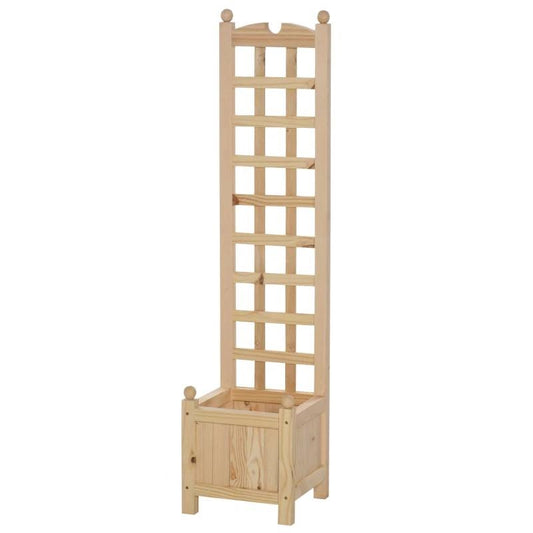 Solid Fir Wooden Raised Garden Bed Planter Box with Trellis