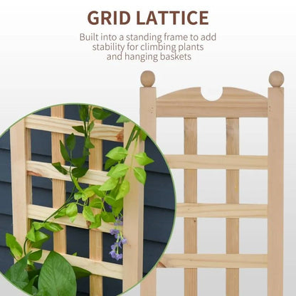 Solid Fir Wooden Raised Garden Bed Planter Box with Trellis