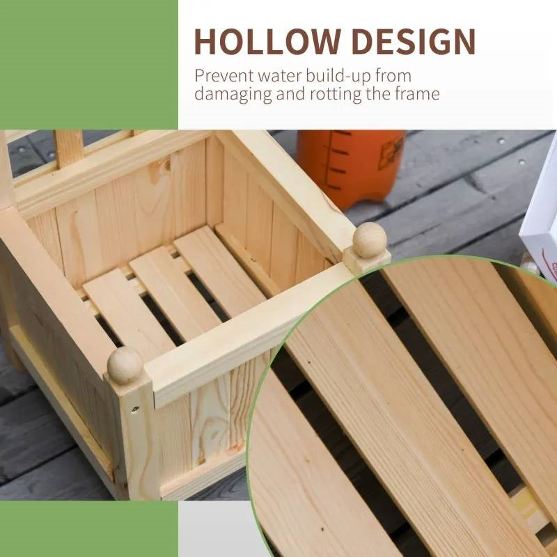 Solid Fir Wooden Raised Garden Bed Planter Box with Trellis