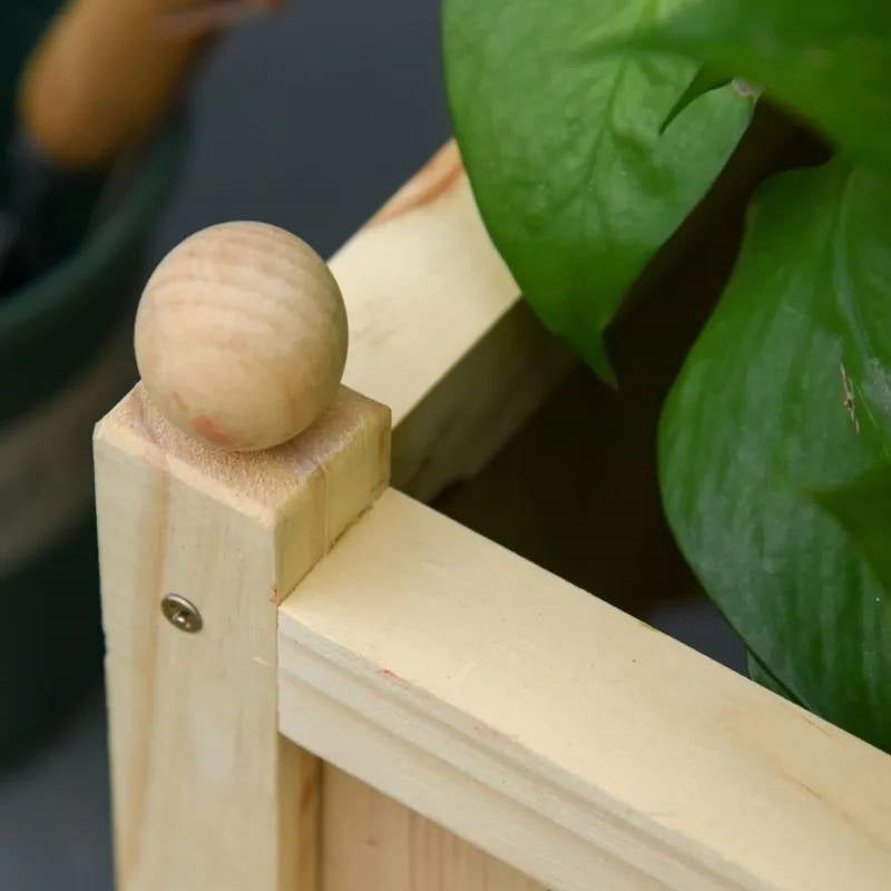 Solid Fir Wooden Raised Garden Bed Planter Box with Trellis