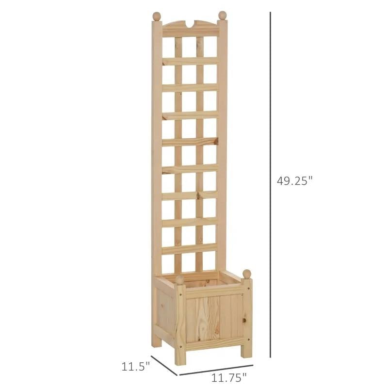 Solid Fir Wooden Raised Garden Bed Planter Box with Trellis