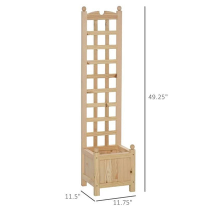 Solid Fir Wooden Raised Garden Bed Planter Box with Trellis