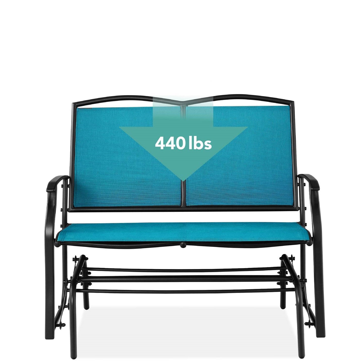 2 Seater Mesh Patio Loveseat Swing Glider Rocker with Armrests in Navy