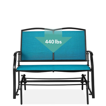 2 Seater Mesh Patio Loveseat Swing Glider Rocker with Armrests in Navy