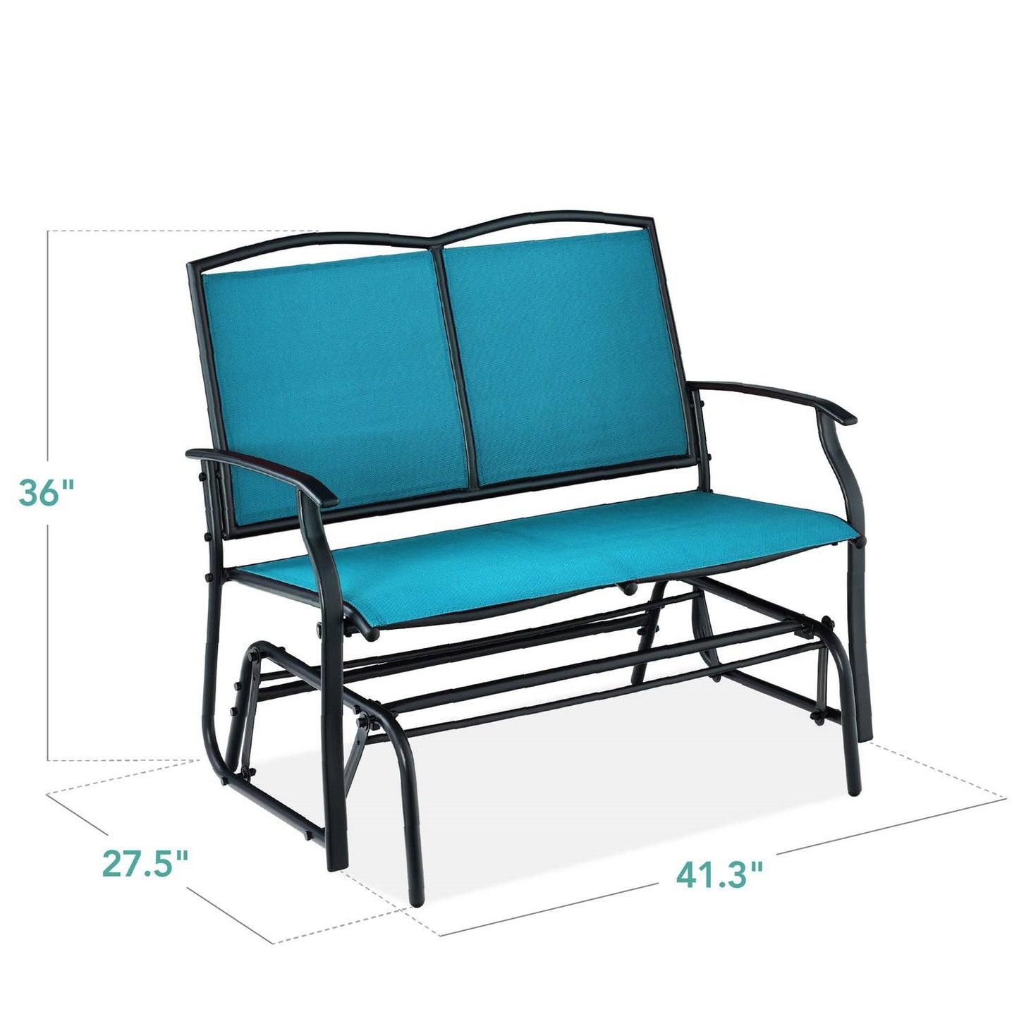 2 Seater Mesh Patio Loveseat Swing Glider Rocker with Armrests in Navy