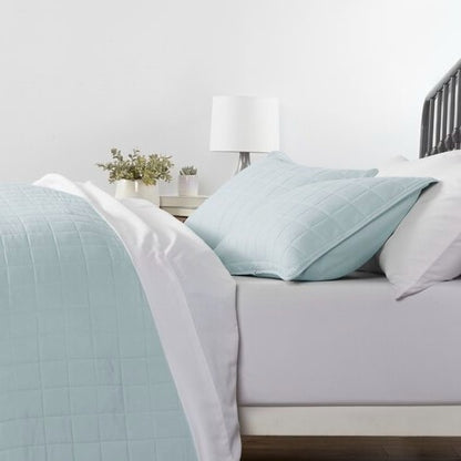 3 Piece Microfiber Farmhouse Coverlet Bedspread Set Light Blue Full/Queen
