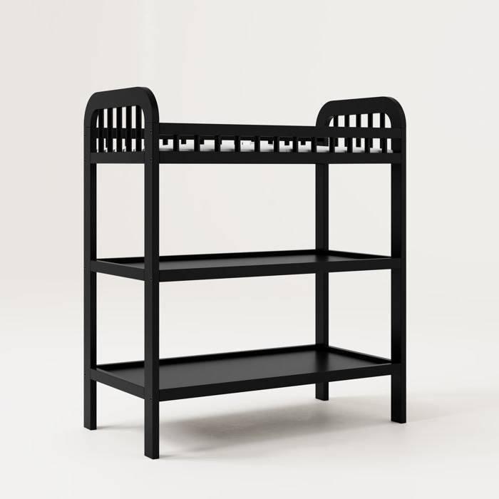 Black Wooden Baby Changing Table with Safety Rail Pad